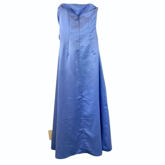 Impressions Sleeveless Light Blue Pleated Satin Formal Gown - Picture 8 of 9